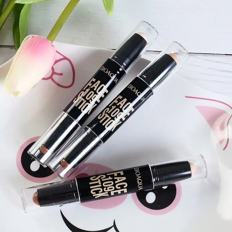 OEM BIOAQUA Double Head 3D Highlighter Stick Face Makeup Pen Concealer Foundation Stick Texture Contour Concealer Stick