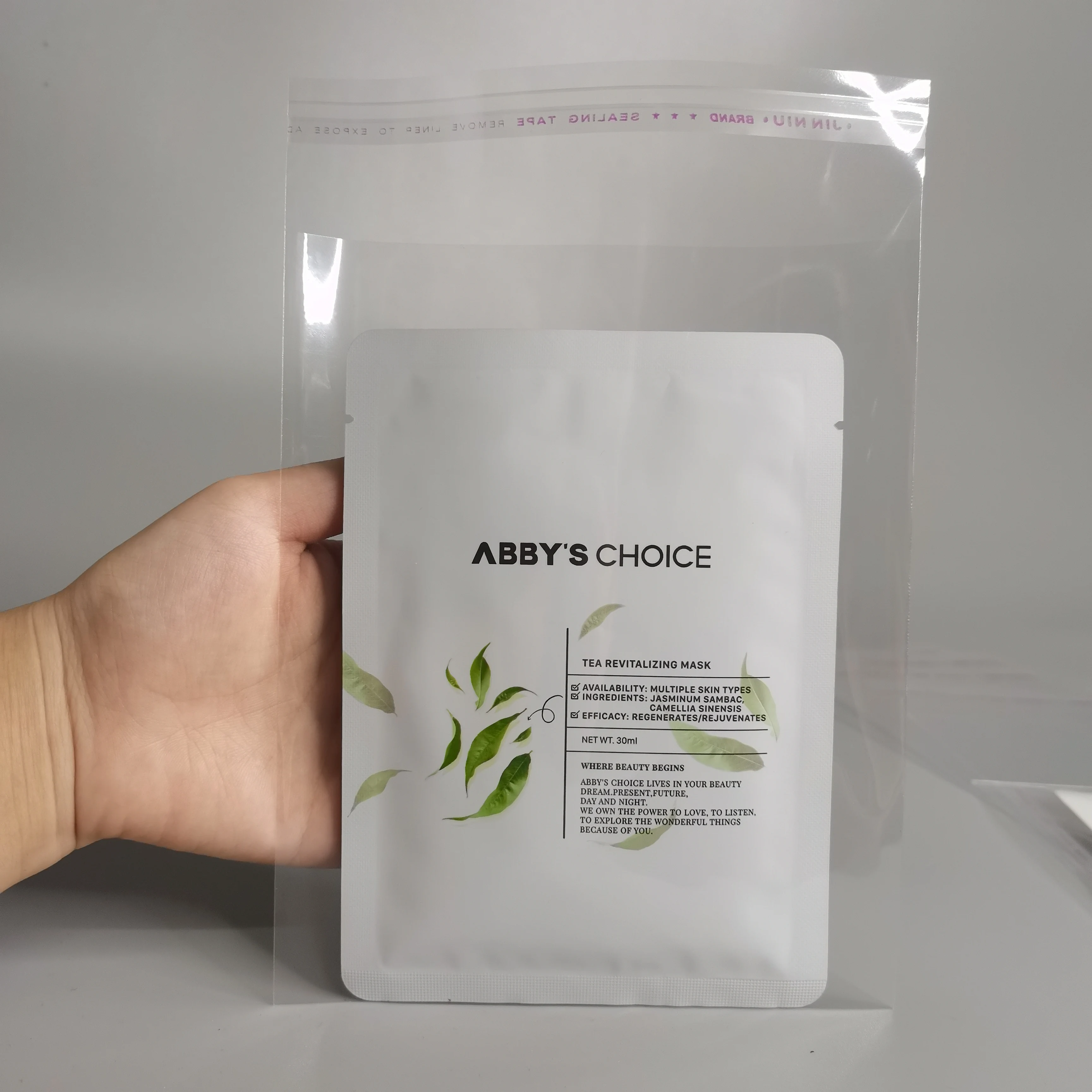 Custom Logo Printed Clear Plastic PET Cellophane Bags Resealable Apparel Packaging Adhesive Self-Sealing Opp Transparent Bag