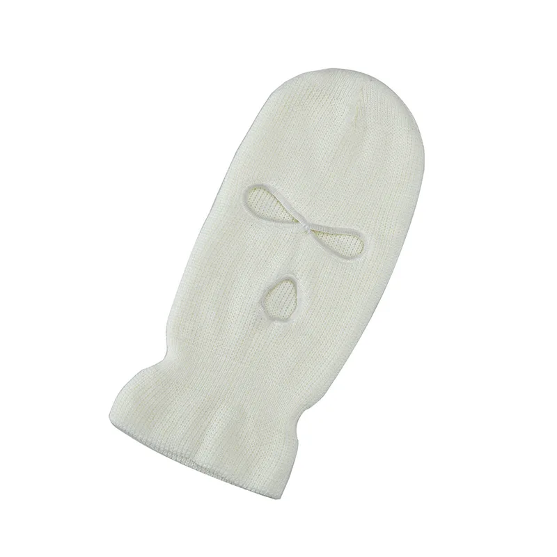 Quick Shipping Wholesale Three Holes Winter Knit Beanie Masks Acrylic Cycling Beanie Balaclava Mask Hat With Stock