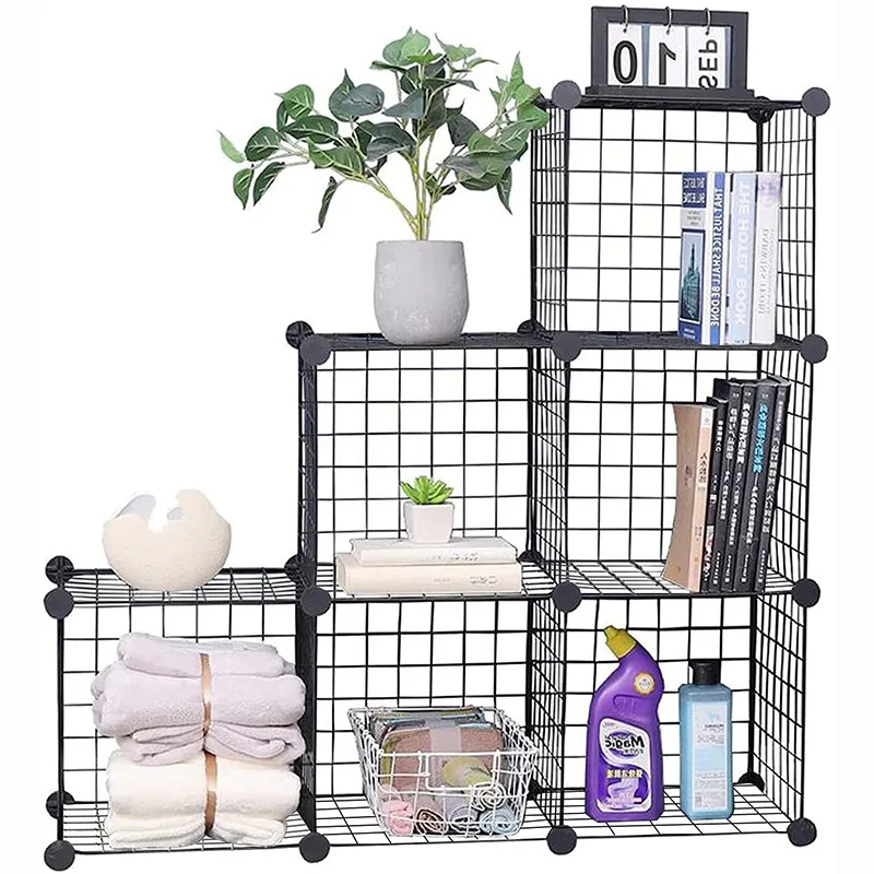 Wholesale Simple Stackable Mesh Container Wire Cage Multifunctional Living Room Shelf Storages Rack