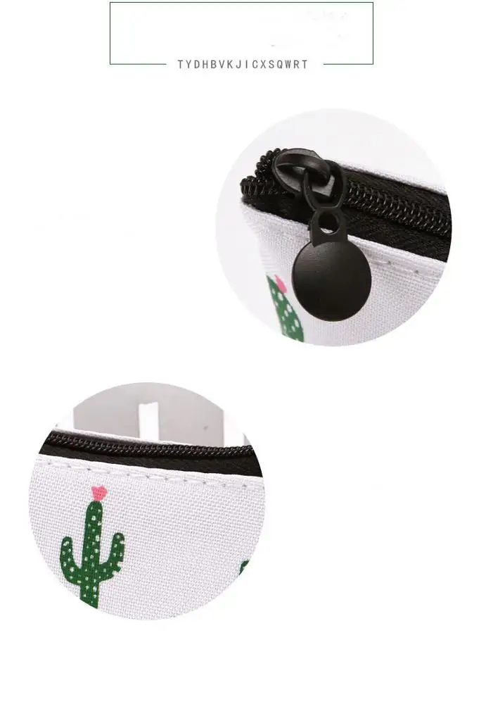 Small canvas  eco friendly cotton gifting bags mini organza storage coin purse cactus