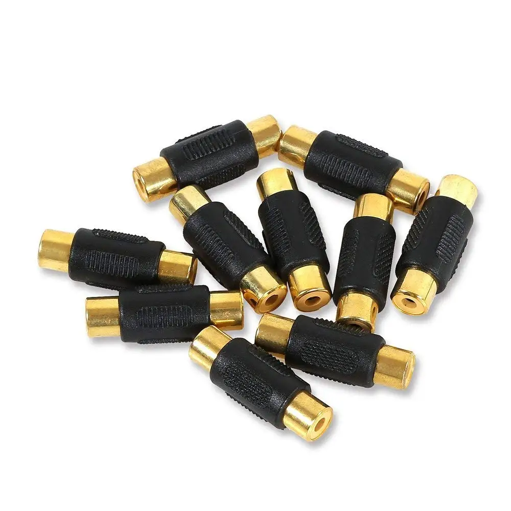 Video Adapter New Gold Head RCA AV Female to Female F/F Joiner Coupler Plug Audio Adapter Connector
