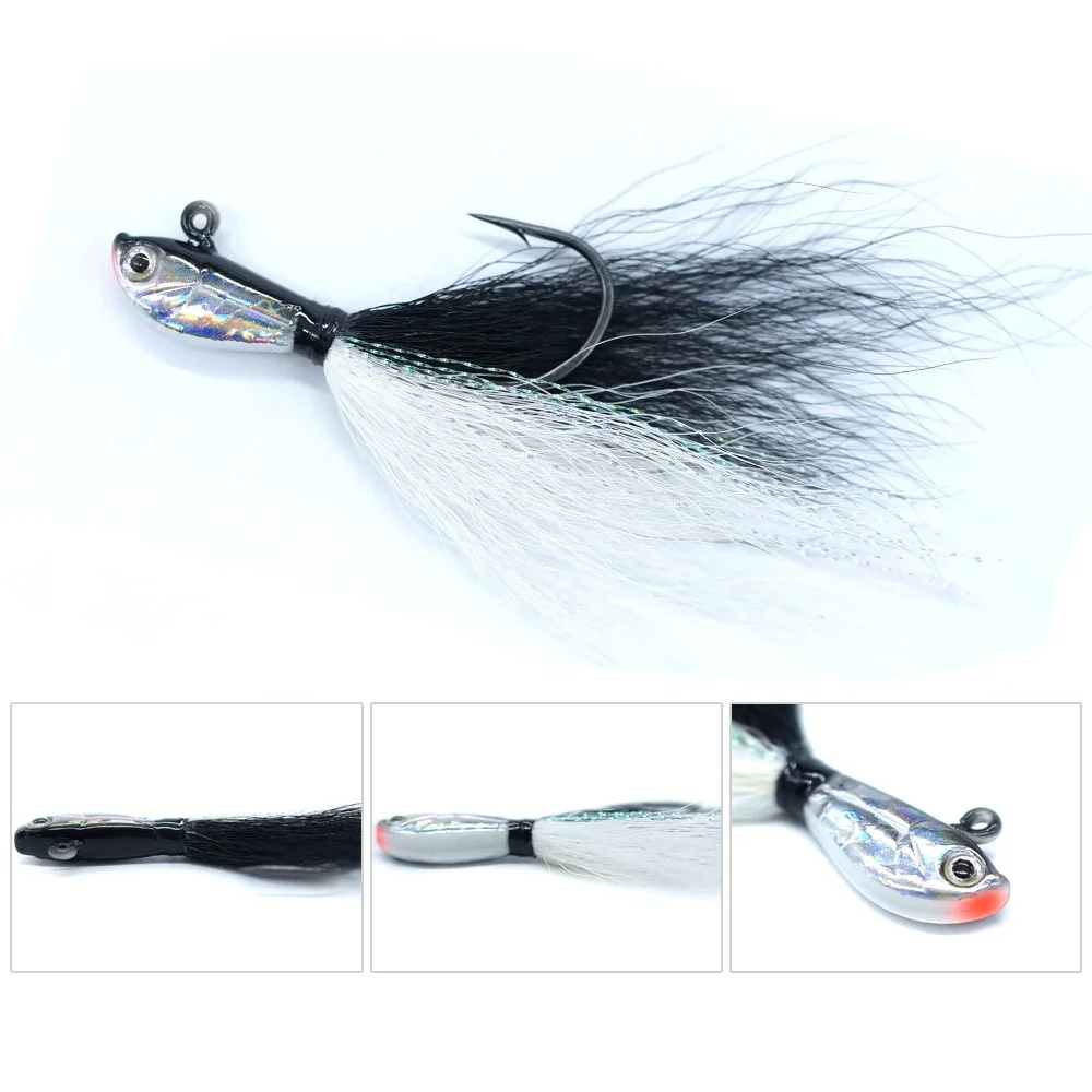 SEASKY 1oz Bucktail Metal Lure Lead Heads Sinking Crappie Freshwater Casting Fishing  28g Jig Head Hook