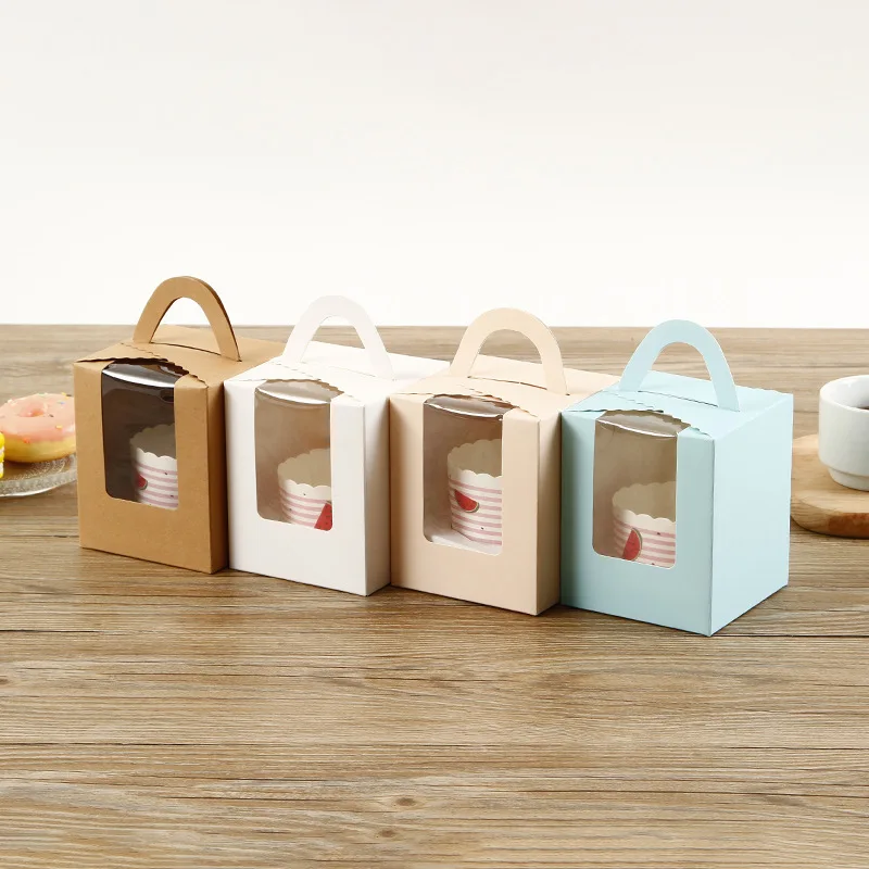 Spot one cup cake boxes kraft take away paper cup clear window cupcake box