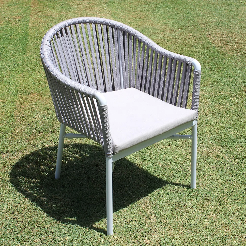 SUNLINK Commercial Vip Room Outdoor Patio Garden Rope Weaving Aluminium Long Sofa Chair Set And Glass Table