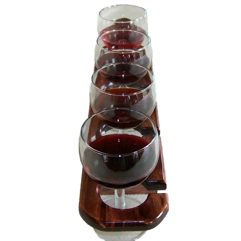 wooden wine glass tasting tray