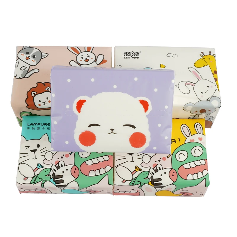 Lampure Hot Sale Cheap 100% Bamboo Pulp Funny Facial Tissue Soft Pack Can Be Customized