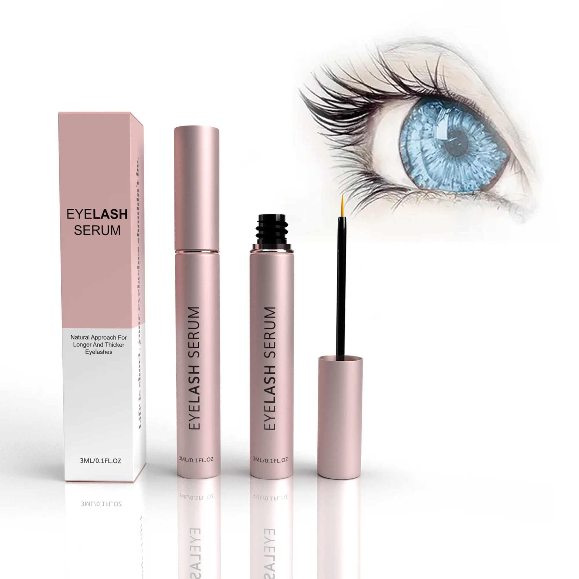 High Quality Long Lashes Growth 7 Days Eyelash Enhancer 3ml OEM Fuller Thicker 100% Natural Eyelash Serum For Lash Extension