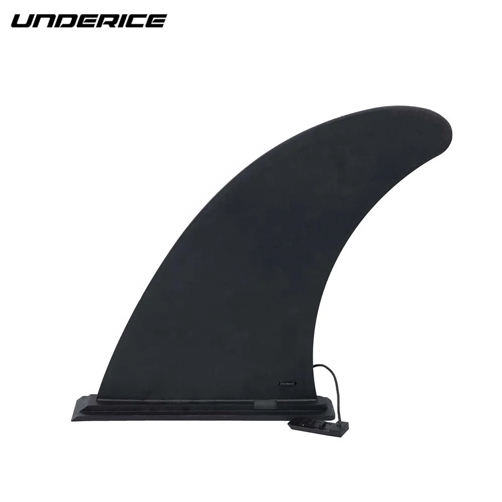 Full black color without fins base, 9' big snap-in center fin for sup isup boards