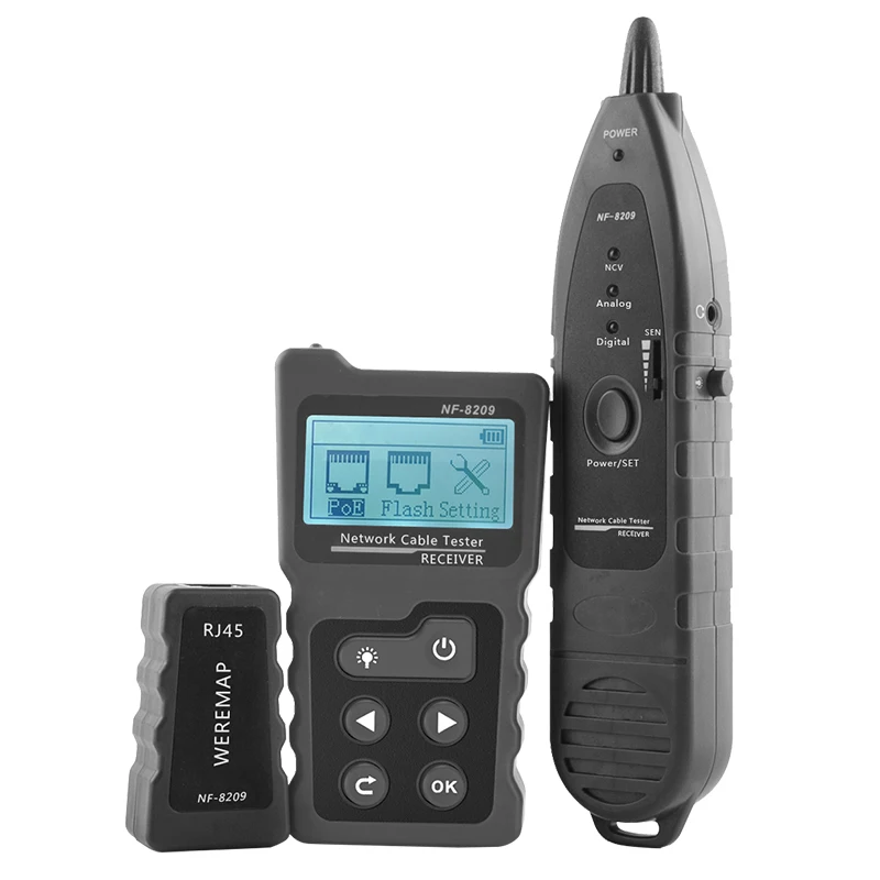 Bostek NF-8209 ЖК-монитор с аналоговым и цифровым дисплеем POE Сети Кабельный тестер бесконтактная проверка напряжения переменного Провода Tracer TDR длина кабеля Непрерывность тестер определения повреждения прибор для тестирования