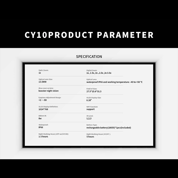 Henbaker CY10 hunting night vision scope helmet mounted night vision monocular digital night vision scope