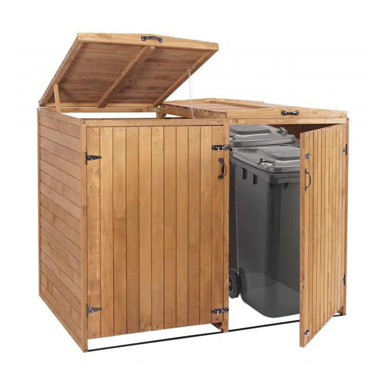 Outdoor Wheelie Bin Storage Garden Wooden Waste Bin Store Shed Recycling Box Wood Storage Cover Shelter