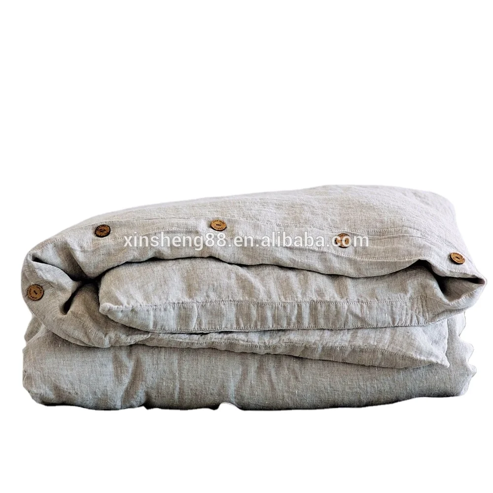 100% French washed linen blanket with stone washed solid colour