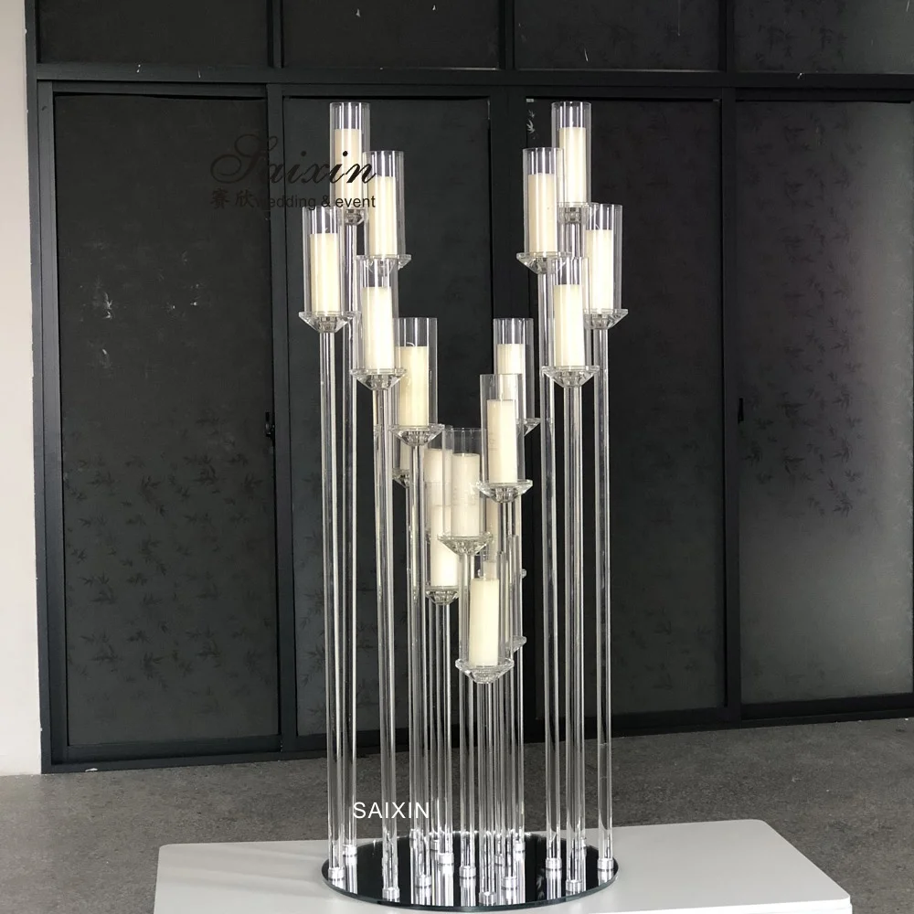 ZT- 388 Stunning 18 arms wedding crystal candle holder for table centerpiece supplies