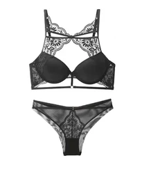 New Lace Bra and Panty Sets for Women Sexy Demi Cup Design Push Up Brassiere Mesh Briefs Lingerie Set Padded Underwear
