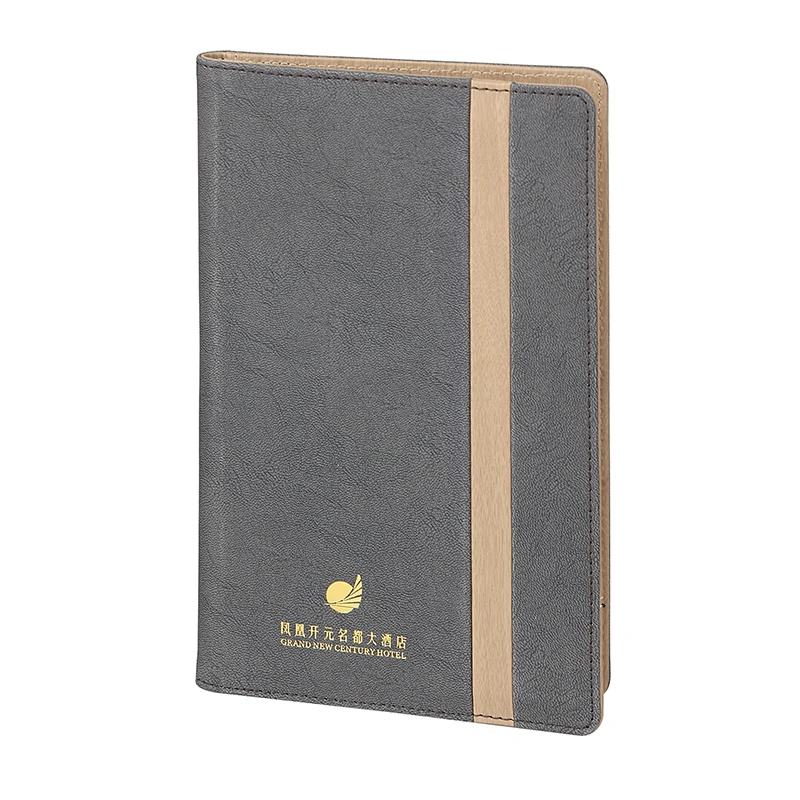 2021 lastest cusotomized logo luxury menu folder bill holder gray pu leather restaurant bill folder for hotel