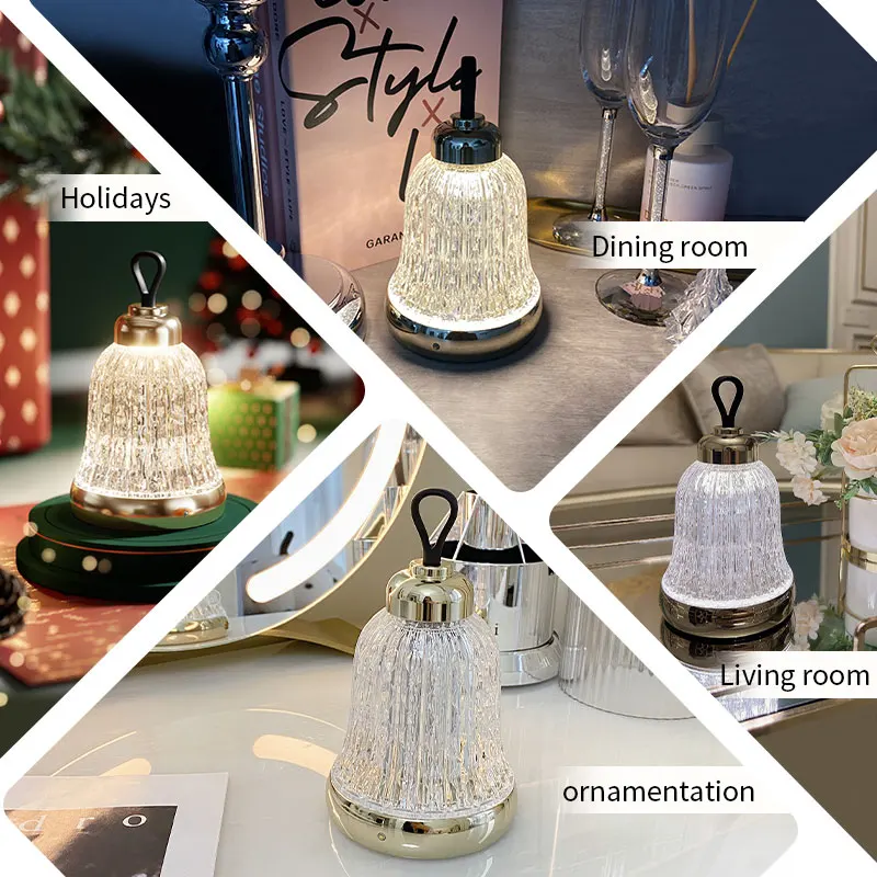 Customized Gift Aluminum Gold Table Lamp Led Portable Wireless Rechargeable Lamps for Bedside Tables