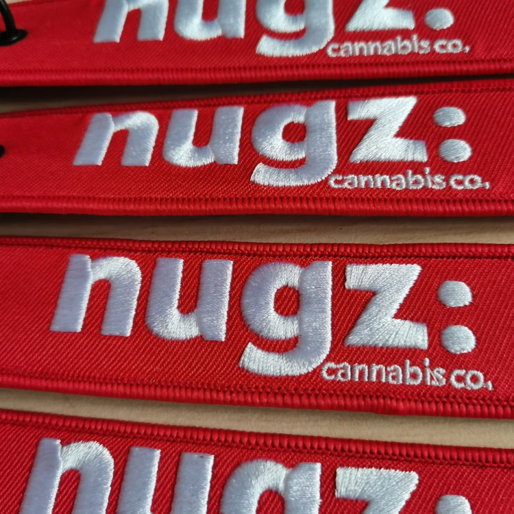 Custom Woven Logo Jet Tag Key Chain Embroidery Keychain Motorcycle Car Anime Key Tags