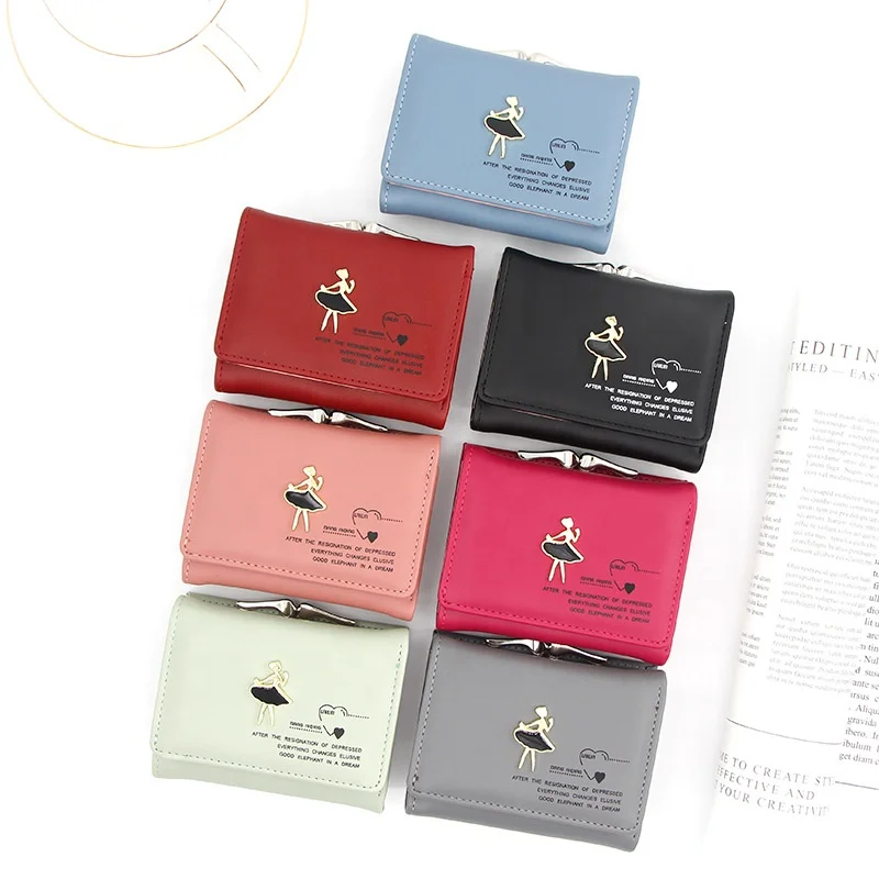 Personalized Fashion Pattern Short Coin Purse Cute Ladies Mini Card Holder Large Capacity Clip Wallet For Girl