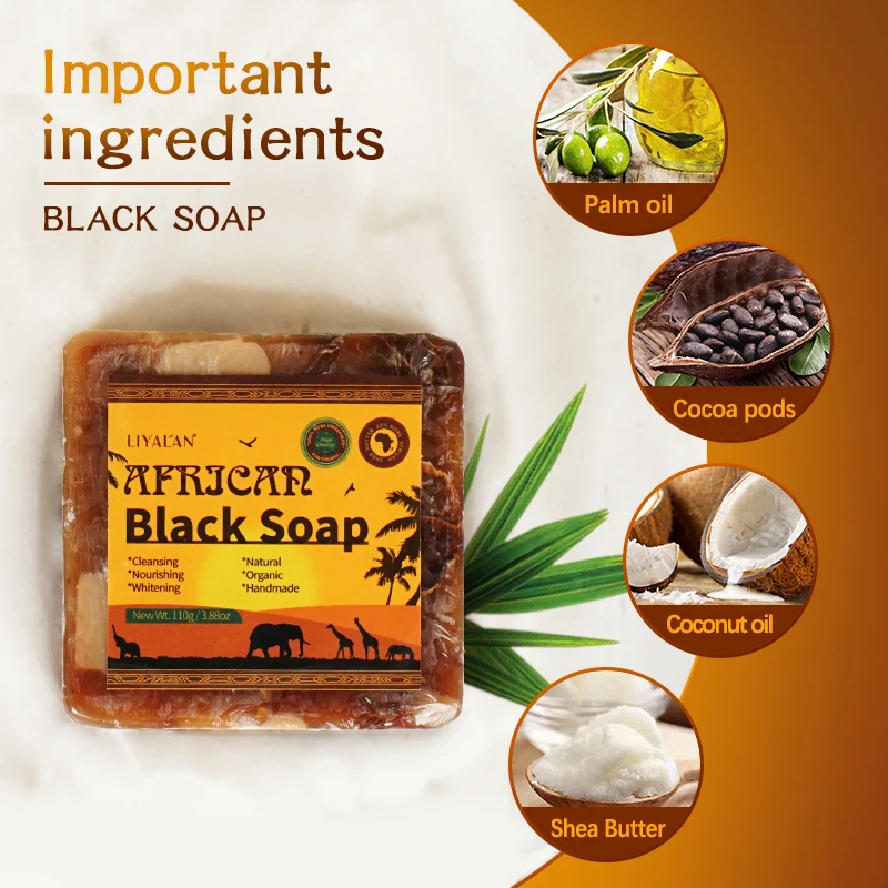 Handmade Soap Natural Face Anti-acne Whitening Acne Treatment Dark Spot Remover African Black Soap