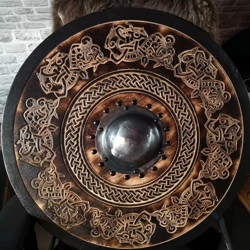 12 дюймов средневековый круглый деревянный щит Nordic Viking Хэллоуин боевой рыцарь Броня Деревянный Щит защитный