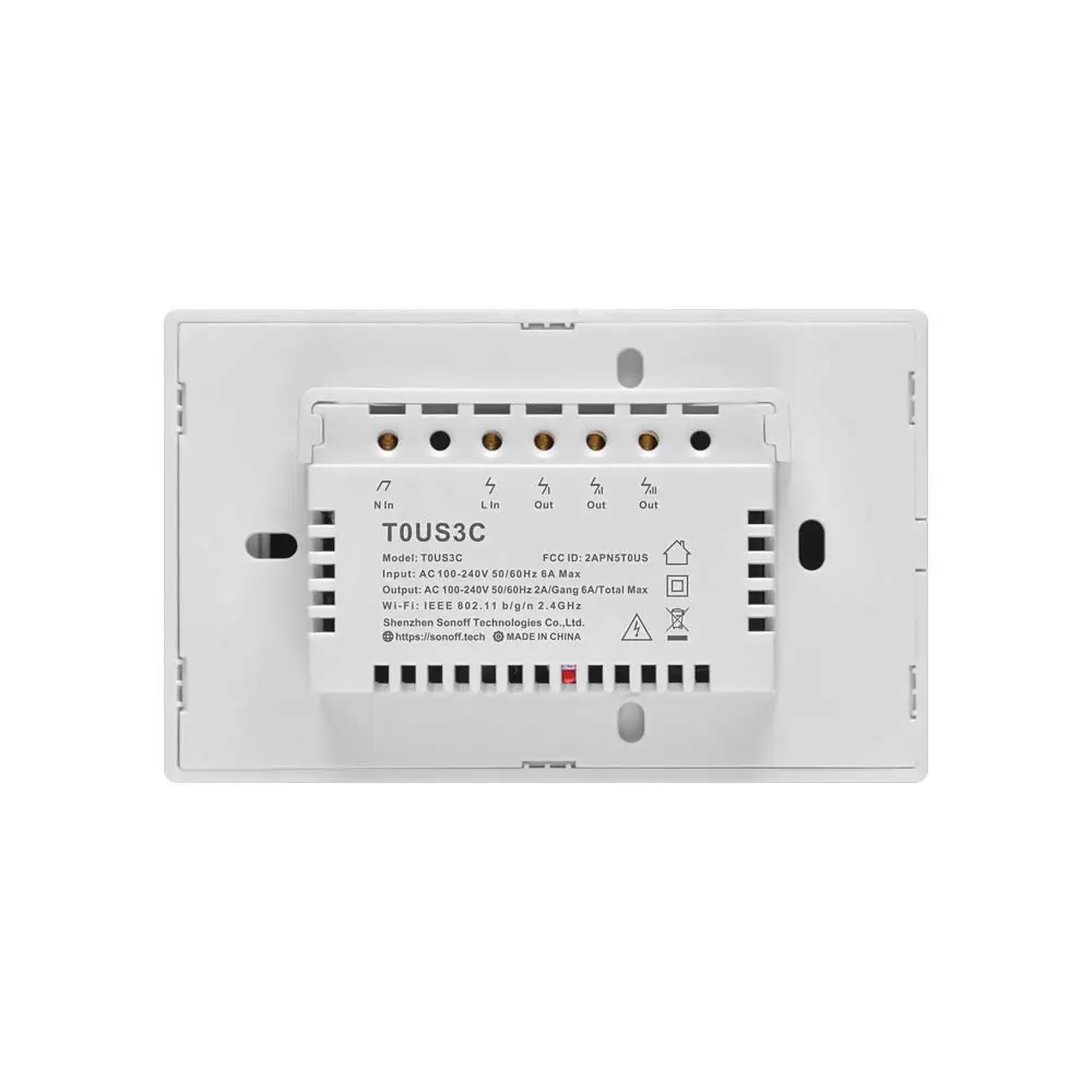 
Sonoff TX T0 US 3C Smart Light Switch Wi-Fi Wall Switch Remote Control with Timing Function No Hub Needed (3Gang) 