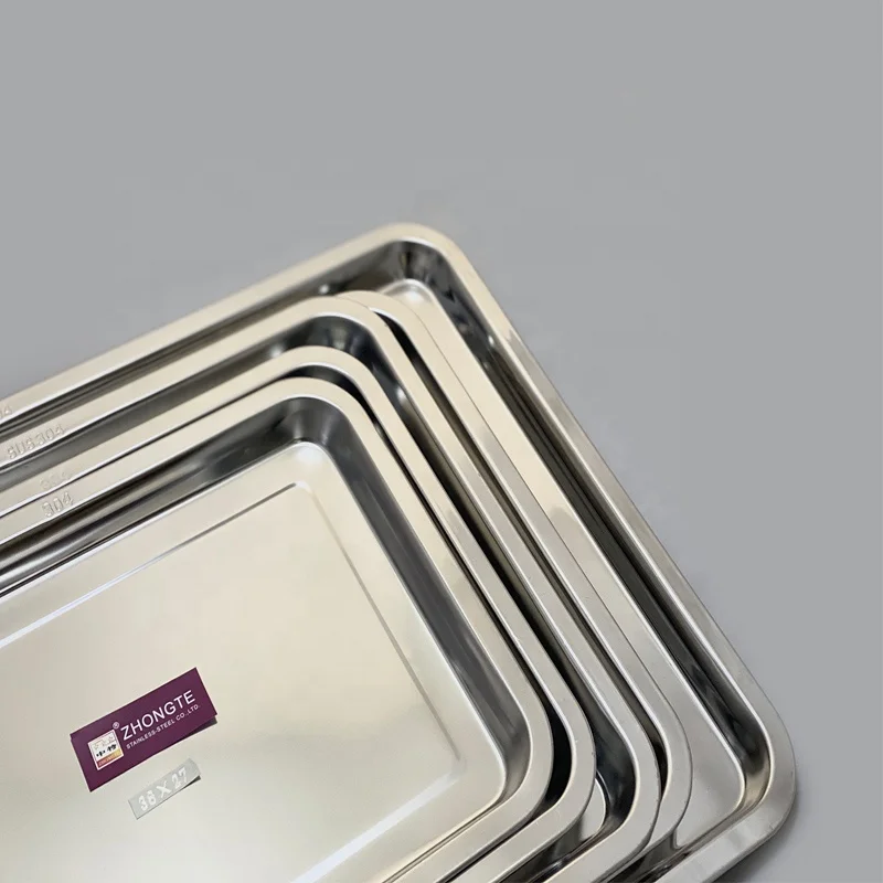 ZHONGTE Wholesale Stainless Steel Food Metal Serving Trays  With High Quality