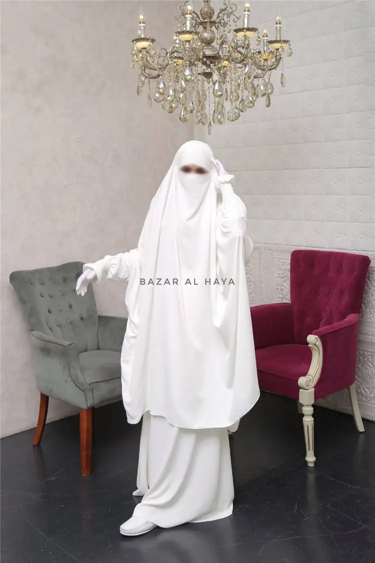 Islamic Prayer Ethnic Clothing Traditional Long Hijab Two Piece Niqab Sets Jilbab With Skirts Abaya Muslim Telekung Ramadan