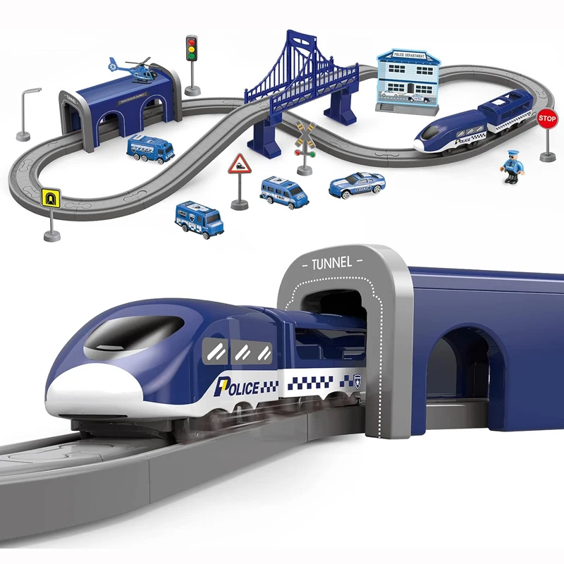 66 Pcs Battery Operated Train Set Magnetic Connection Tracks Train Toy with Track Set