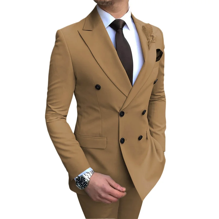 High Quality Elegant Colorblock Single Breasted Wedding Groom Best Man Dress Suit Male Three-piece Wedding Suit Formal Suit