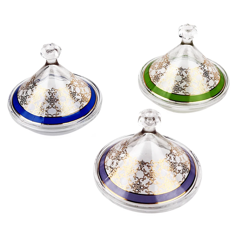 High quality colorful candy glass jar two sizes set with glass lid set