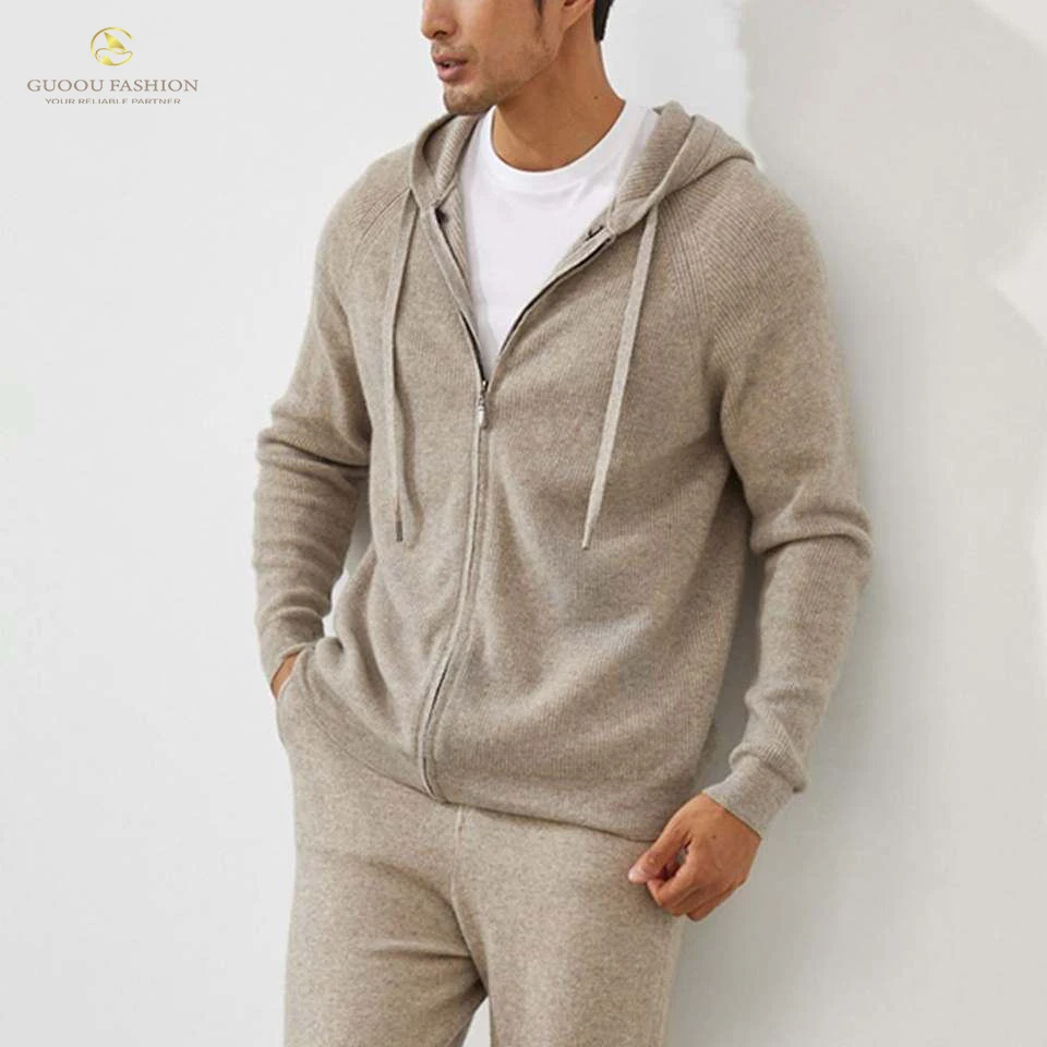 New Arrival Cashmere Men Sweater Men Zip  Hoodies Knitted Cashmere Cardigan