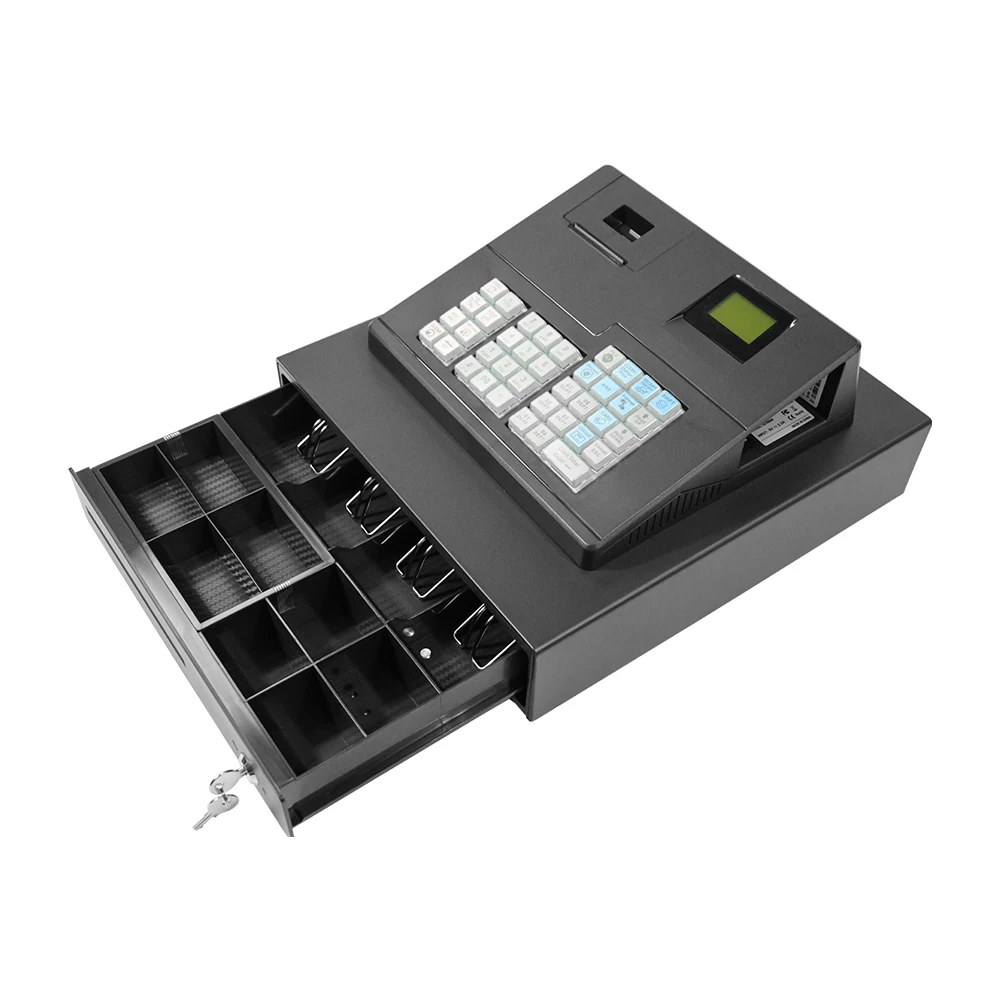EU plug Electronic Cash Register 39 Keyboard Cash Management POS System with Drawer for Retail ECR600