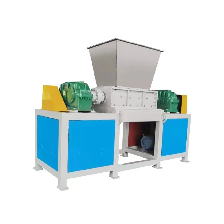 Stainless steel funnel, large double shaft shredder, wood tearing, plastic recycyling