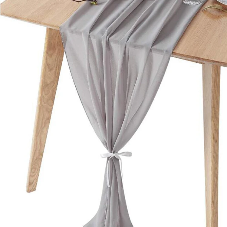 Wedding fabric comfortable white table runner daily home decor chiffon table runner