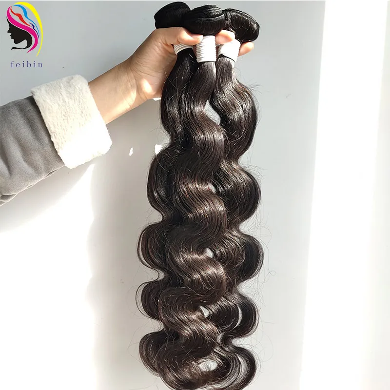 100 Unprocessed Henan Feibin Deep Wave cuticle aligned brazilian raw indian vietnamese Human Hair extension bundle with closure