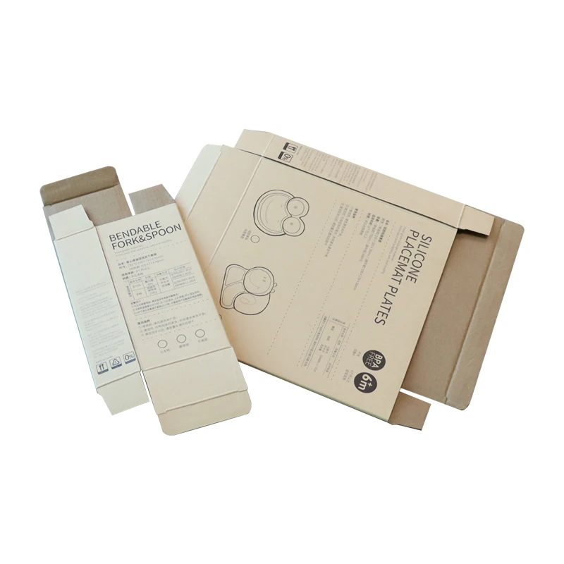 Gray cardboard tableware cutlery spoon knife and fork set packaging box customization