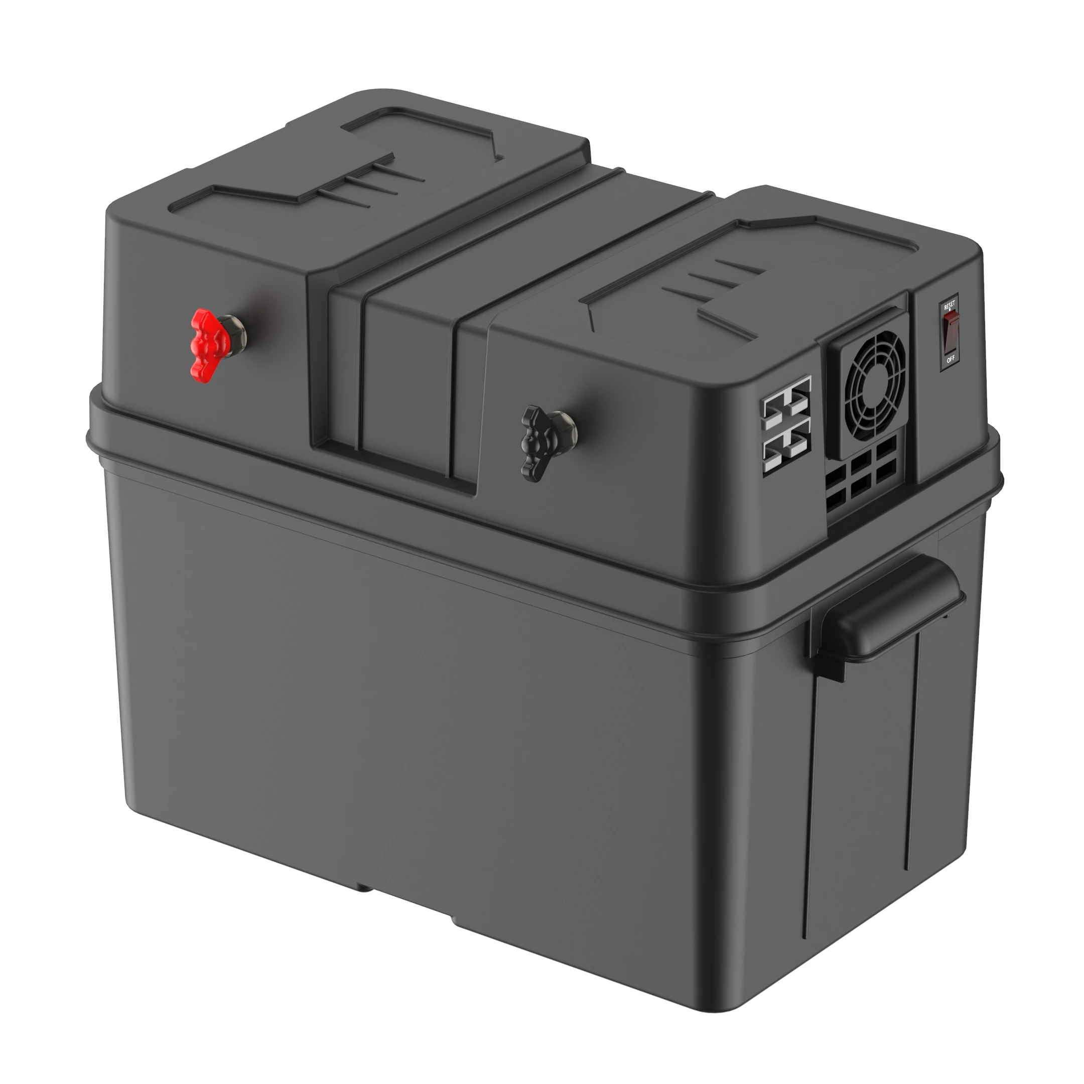 Pristmatic outdoor portable black plastic small motorcycle wheelchair lithium batteries box 24v 12ah