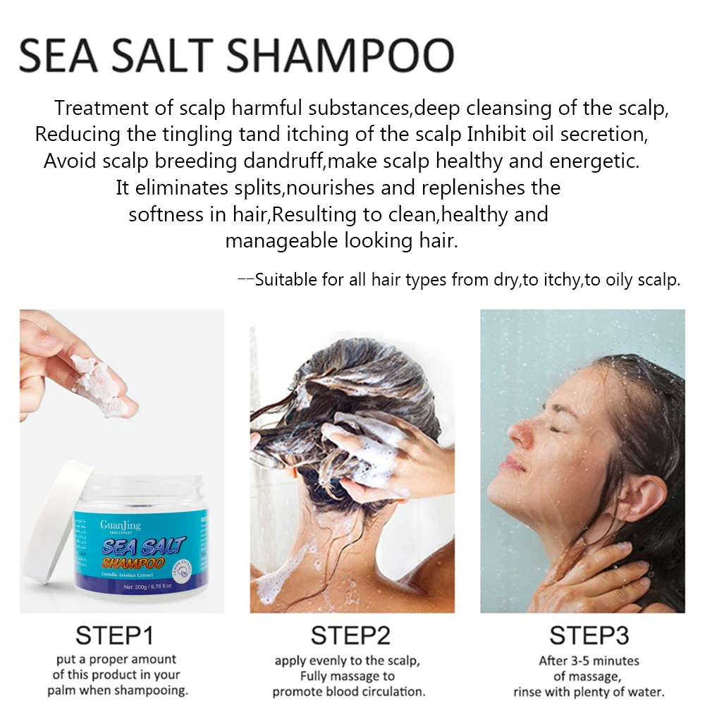 Sea Salt 200g 2-in-1 Hair Shampoo Deep Cleansing Control Oil with Anti-Dandruff and Itch Preventing Formula for Damaged Hair