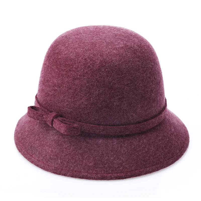 Women Wool Church Cloche Flapper Hat Lady Bucket Winter Cap