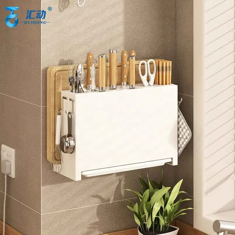 Wall-mounted Kitchen tool rack knife fork chopsticks chopping Borad rack countertop multifunctional drain storage rack