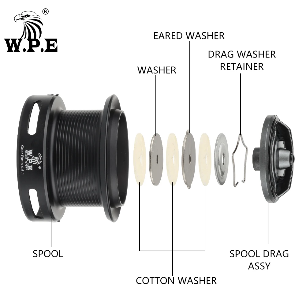 W.P.E New 7+1 BBs EG 4500/5500 4.6:1 High Speed Metal Feeder Spool Spinning Reel Carp Spining Fishing reels