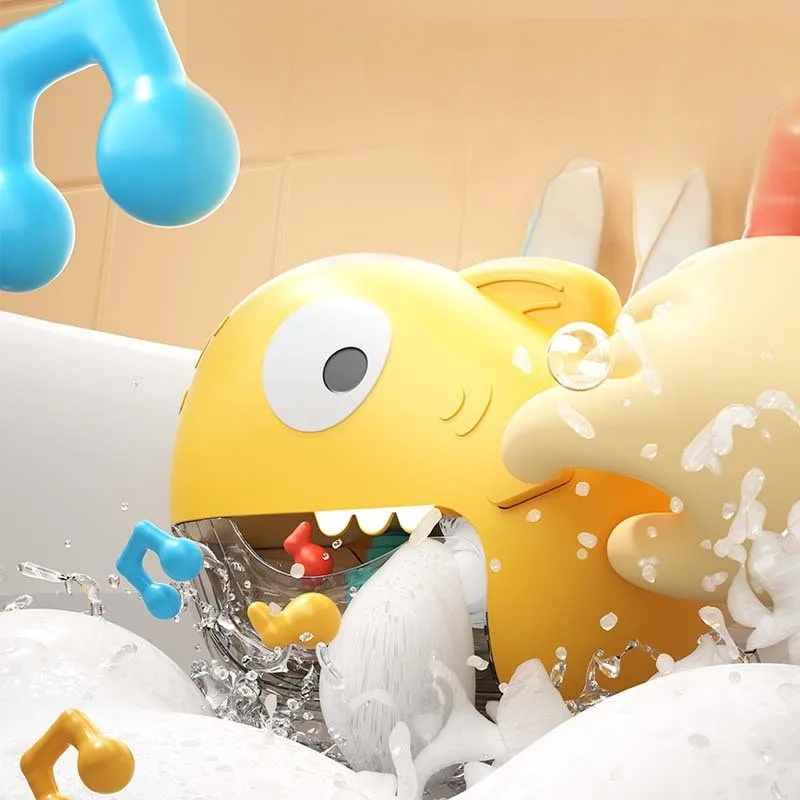 Cute Automatic Hanging Shark Baby Bath Bubble Toys Blowing Soap Bubble Bath Tub Toy For Toddler Bath-time