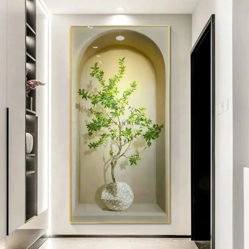 Modern minimalist With lighting Diamond crystal porcelain painting of illuminated foyer paintings