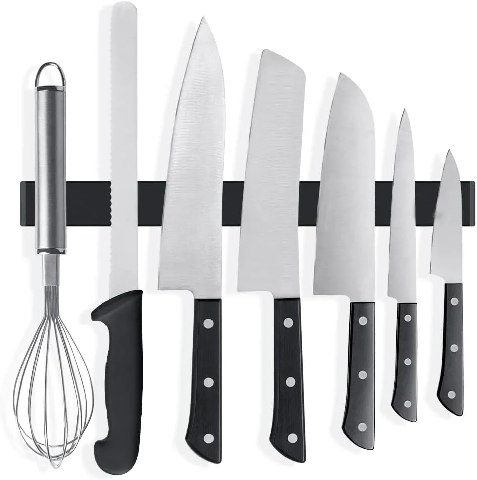 16 Inch High quality Matte Black Silicone Knife Strip With Powerful Magnetic Pull Force Magnetic Knife Holder
