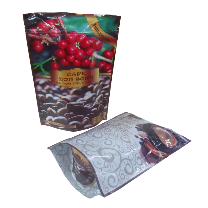 Custom food grade ziplock aluminum foil nuts tea snack food packing bag stand up zipper pouch black coffee bags