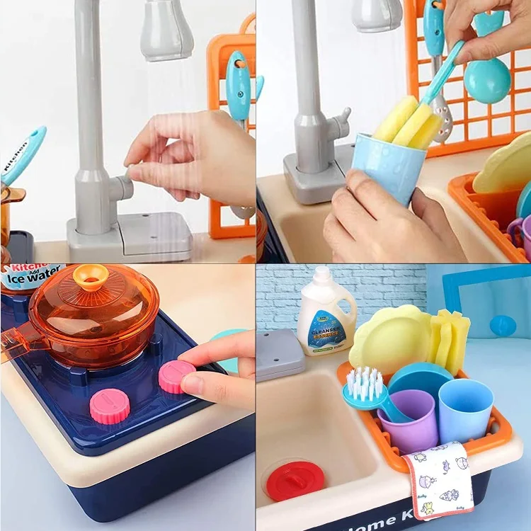 Popular Multifunction Dishwasher Sink Toy Running Water Sink Toy Pretend Play Kitchen Set Toys