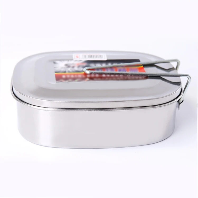
Stainless Steel Lunch Box Single Layer Adult Lunch Container Sealed Leakproof Rectangular 