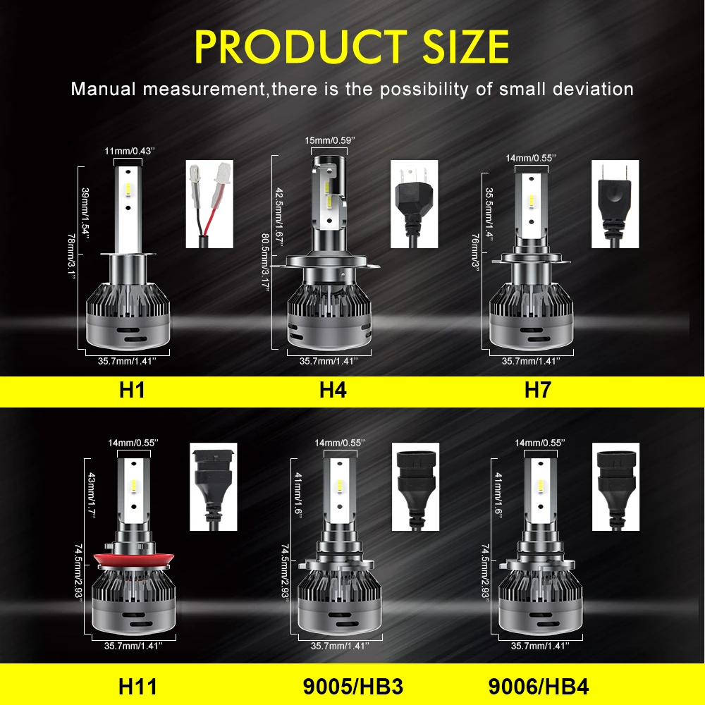 High Power Super Bright 55W Car H7 led, 16000 Lumen H1 880 9005 Auto Head Lamp C8 H11 H7 Led Headlight Bulbs H4