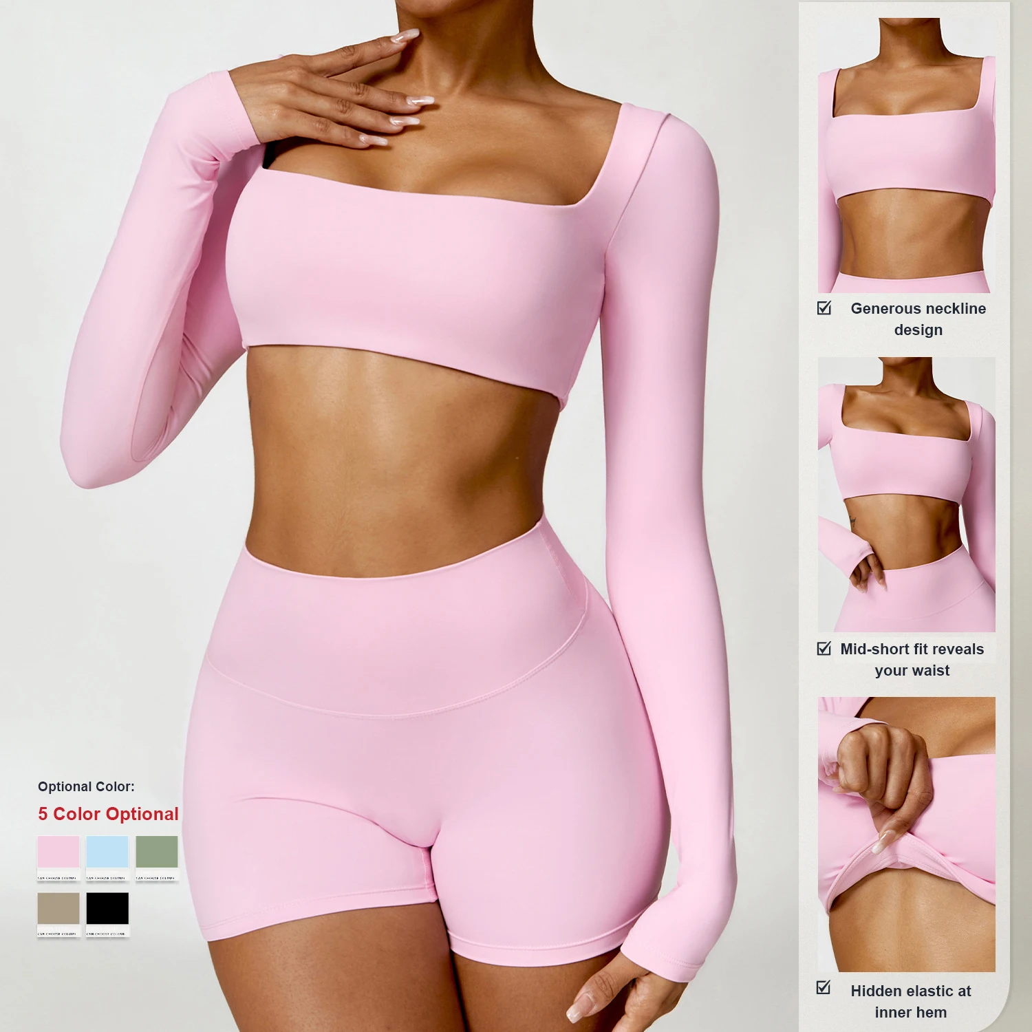 Naked Feeling Long Sleeve Yoga Sport Wear Tight High Waist Sportswear Quick Drying Gym Clothes Women Workout Fitness Yoga Set